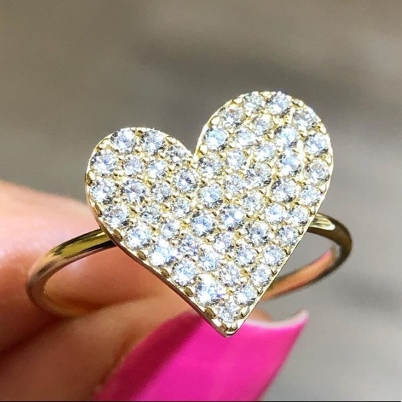14M Gold CZ Heart Ring available in all sizes